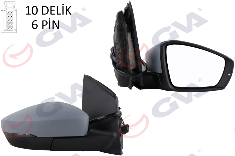 GVA DIŞ DİKİZ AYNASI SAĞ POLO 09 ELEKTRİKLİ ISITMALI ASTARLI KONVEKS 6 FİŞ VM-388NEHPR 6R1857508K-6R1857508M OEM: 6R1857508K-6R1857508M - GVA 1075458 kodlu oto yedek parça görseli
