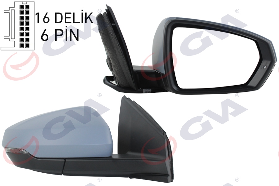GVA DIŞ DİKİZ AYNASI SAĞ VW POLO 17- ELEKTRİKLİ ISITMALI SİNYALLİ ASTARLI KONVEKS VM-6390EHPR 2G1857508E-2G0857538A OEM: 2G1857508E-2G0857538A - GVA 1075460 kodlu oto yedek parça görseli