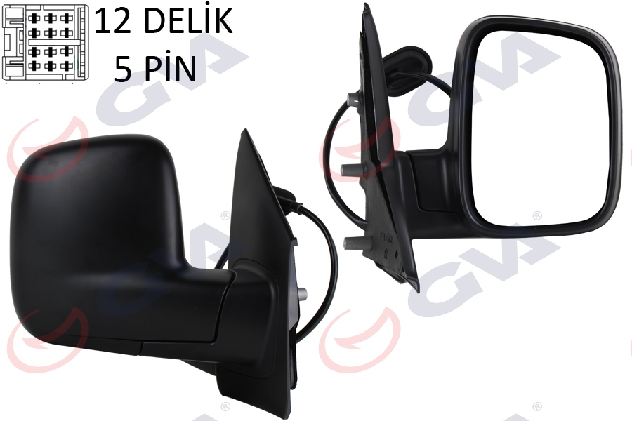 GVA DIŞ DİKİZ AYNASI SAĞ TRANSPORTER T5 MULTIVAN 04 ELEKTRİKLİ ISITMALI KONVEKS 5 FİŞ VM-373EHR OEM: 7H1857508A9B9-7E1857522A - GVA 1075525 kodlu oto yedek parça görseli