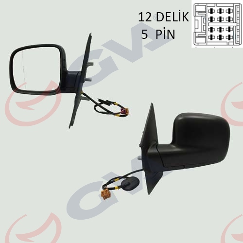 GVA DIŞ DİKİZ AYNASI SOL TRANSPORTER T5 MULTIVAN 04 ELEKTRİKLİ ISITMALI ASFERİK 5 FİŞ VM-373EHAL OEM: 7H1857507A9B9-7H1857521A - GVA 1075526 kodlu oto yedek parça görseli