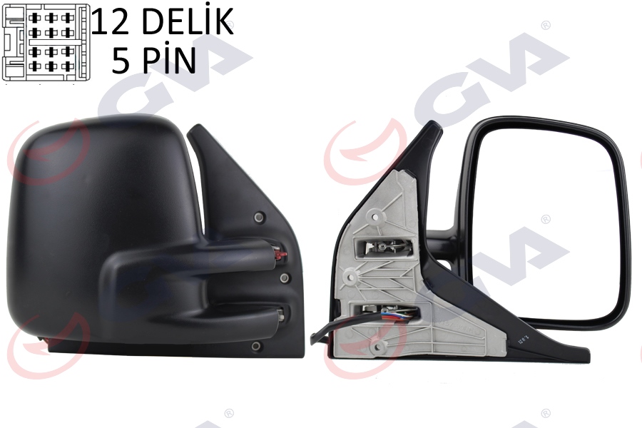 GVA DIŞ DİKİZ AYNASI SAĞ TRANSPORTER T5 CARAVELLE 04 ELEKTRİKLİ ISITMALI ASTARLI KONVEKS 5 FİŞ VM-373EHPR OEM: 7H1857508A9B9-7E1857522A - GVA 1075527 kodlu oto yedek parça görseli