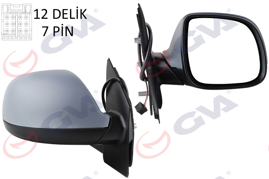 GVA DIŞ DİKİZ AYNASI SAĞ TRANSPORTER T6 CARAVELLE 10 ELEKTRİKLİ ISITMALI KATLANIR ASTARLI KONVEKS 7 FİŞ VM-6196EBPR OEM: 7E1857508DA-7E1857528G-7E1857508BN - GVA 1075547 kodlu oto yedek parça görseli