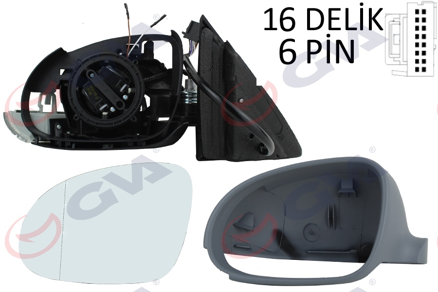 GVA DIŞ DİKİZ AYNASI SOL JETTA 04 GOLF V 05 ELEKTRİKLİ ISITMALI SİNYALLİ ASTARLI ASFERİK 7 FİŞ VM-381EHPAL 1K1857502AR9B9-1K1857507BG OEM: 1K1857502AR9B9-1K1857507BG - GVA 1075712 kodlu oto yedek parça görseli