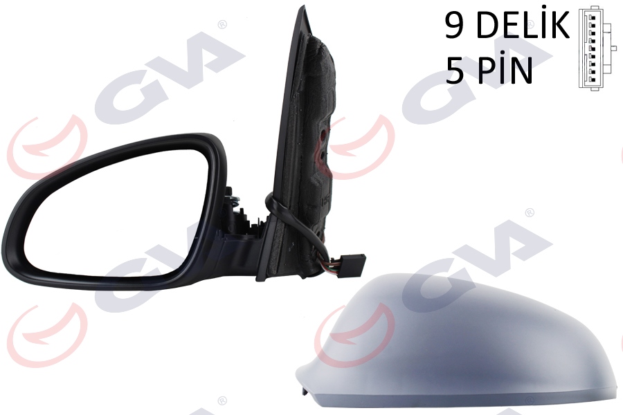 GVA DIŞ DİKİZ AYNASI SOL ASTRA J 09 ELEKTRİKLİ ISITMALI ASTARLI ASFERİK 5 FİŞ VM-973EHPAL OEM: 1428452-1428455-13308359 - GVA 1090136 kodlu oto yedek parça görseli