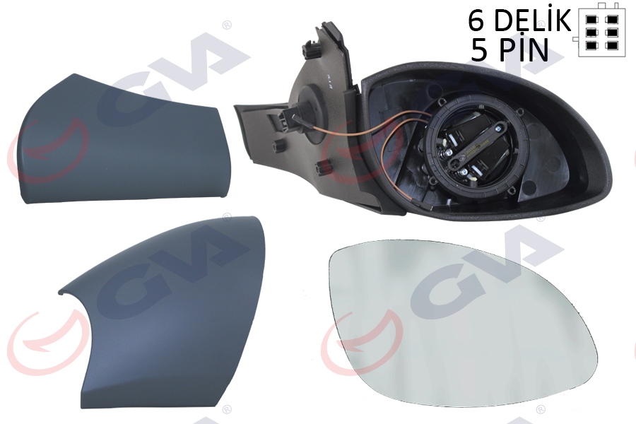 GVA DIŞ DİKİZ AYNASI SAĞ VECTRA B 96 ELEKTRİKLİ ISITMALI KONVEKS 5 FİŞ VM-166EHR 1428718 OEM: 6428016-1428656-1428818 - GVA 1090315 kodlu oto yedek parça görseli