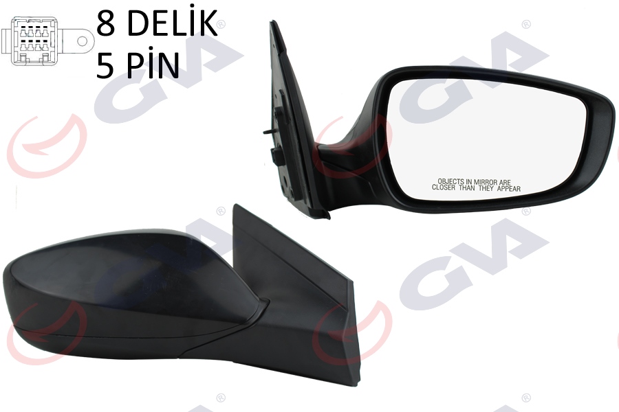 GVA DIŞ DİKİZ AYNASI SAĞ BLUE 12 ELEKTRİKLİ ISITMALI SİYAH KAPAK KONVEKS 5 FİŞ VM-6451ER OEM: 876201R110 - GVA 1091134 kodlu oto yedek parça görseli