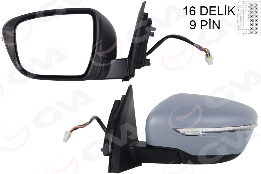 GVA DIŞ DİKİZ AYNASI SOL QASHQAI 13 ELEKTRİKLİ ISITMALI KATLANIR SİNYALLİ ASTARLI KONVEKS 96302-4EH6A-96374-4EA8E OEM: 96302-4EH6A-96374-4EA8E - GVA 1099261 kodlu oto yedek parça görseli