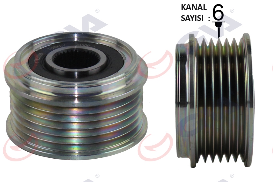 GVA ALTERNATÖR KASNAĞI FOCUS 01-04 -FOCUS II 04- -MONDEO IV 07- -CONNECT 02- 1.8TDCI OEM: 5M5Q10344AA-5M5Q10344AB - GVA 2835110 kodlu oto yedek parça görseli