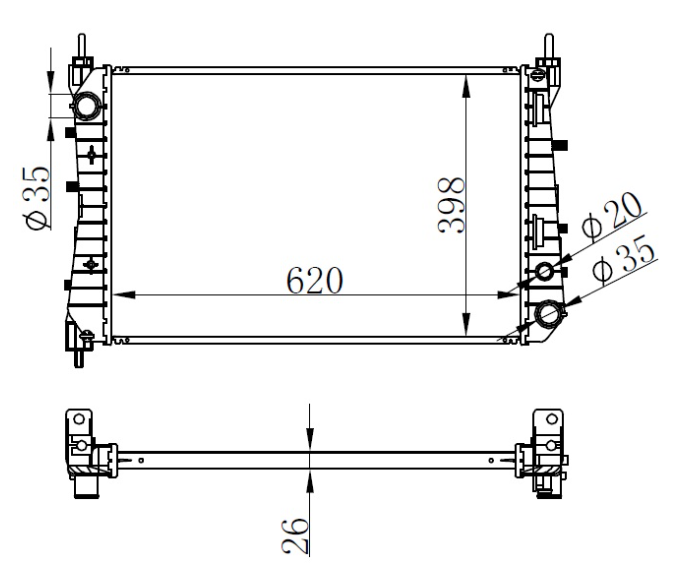 GVA RADYATÖR BRAZİNG LINEA 1.3 JTD AC KLİMASIZ MEK 621x395x26 51785217-51852517 OEM: 51785217-51852517 - GVA 3129002 kodlu oto yedek parça görseli