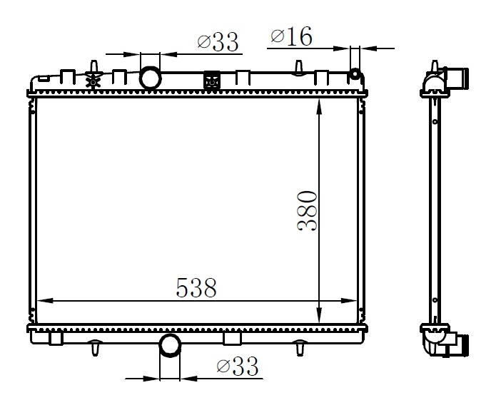 GVA RADYATÖR C-ELYSEE-C3-C4-C5 I-P207-P208-P301-P307-P308-P407-P3008-P5008-RCZ 09 MT 380X538X16 1330P9-96455874-9645587480 OEM: 1330P9-96455874-9645587480 - GVA 3143003 kodlu oto yedek parça görseli