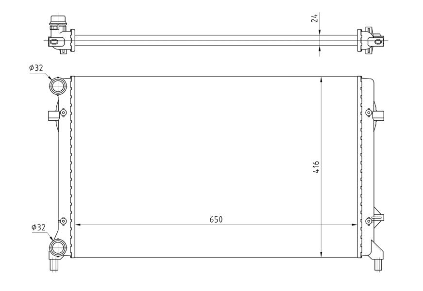 GVA RADYATÖR GOLF V-CADDY III-JETTA III-PASSAT-TOURAN-A3-LEON-OCTAVIA AC KLİMASIZ MEK OTOM 650x416x24 1K0121251E-1K0121251P-1K0121251Q OEM: 1K0121251E-1K0121251P-1K0121251Q - GVA 3175055 kodlu oto yedek parça görseli