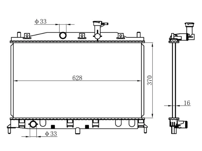 GVA RADYATÖR BRAZİNG ACCENT ERA 1..4/1.6I 05 AC KLİMASIZ MEK 370x628x18 OEM: 253101E100-253101E150 - GVA 3191223 kodlu oto yedek parça görseli