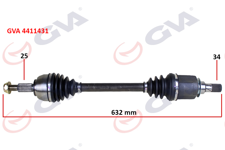 GVA KOMPLE AKS SOL RENAULT FLUENCE 09- MEGANE IV 1.5 DCİ 6 VİTES AUTO. 632mm 391016076R-391019932R OEM: 391016076R-391019932R - GVA 4411431 kodlu oto yedek parça görseli