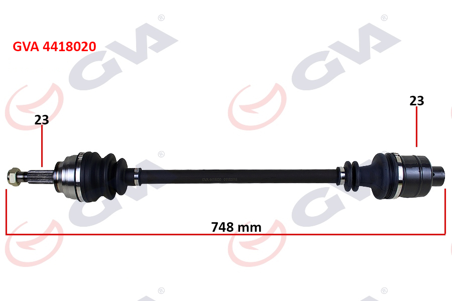 GVA KOMPLE AKS SAĞ LAGUNA I 1.6 16V 93-01 747mm OEM: 7711130057-7701471377-8200024622 - GVA 4418020 kodlu oto yedek parça görseli