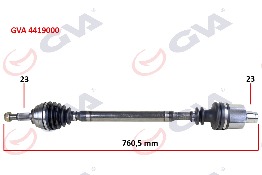 GVA KOMPLE AKS SAĞ DACIA LOGAN-SANDERO 1.5 DCİ 04-12 760mm OEM: 8200503359-7711497480-8200499306 - GVA 4419000 kodlu oto yedek parça görseli
