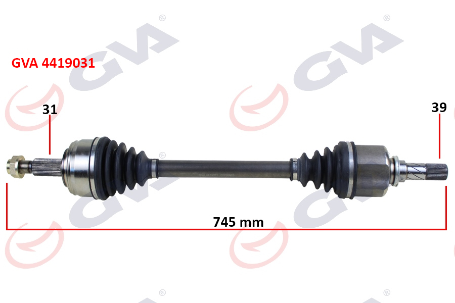 GVA KOMPLE AKS SOL MASTER 3-MOVANO 2.3 DCİ 6 VİTES 10- 745mm 391012360R-391012849R-8200842365 OEM: 391012360R-391012849R-8200842365 - GVA 4419031 kodlu oto yedek parça görseli