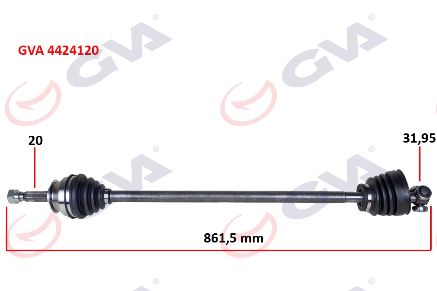 GVA KOMPLE AKS SAĞ UNO 70 1.4i 94-00 861.5mm 7682656 OEM: 7682656 - GVA 4424120 kodlu oto yedek parça görseli
