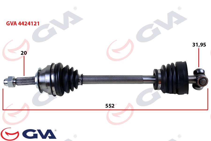 GVA KOMPLE AKS SOL UNO 70 1.4i 94-00 552mm 7637734 OEM: 7637734 - GVA 4424121 kodlu oto yedek parça görseli