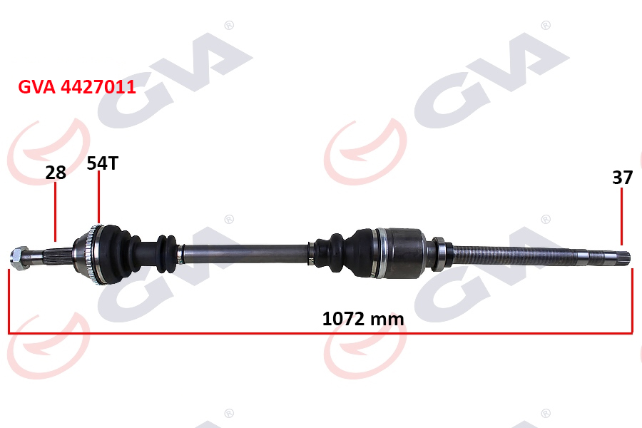 GVA KOMPLE AKS SAĞ DUCATO-BOXER-JUMPER 2.5 D 94-02 14Q ABS Lİ 54DİŞ 1072mm OEM: 3273.CJ-3273.Q5-3273.Q8-3273.Q9 - GVA 4427011 kodlu oto yedek parça görseli