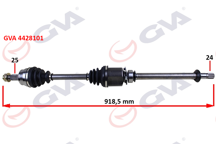 GVA KOMPLE AKS SAĞ MİLLİ AKS LALE Lİ GRANDE PUNTO 1.3 MTJ 05- 75HP 918mm OEM: 46308522-55700558-46308329 - GVA 4428101 kodlu oto yedek parça görseli