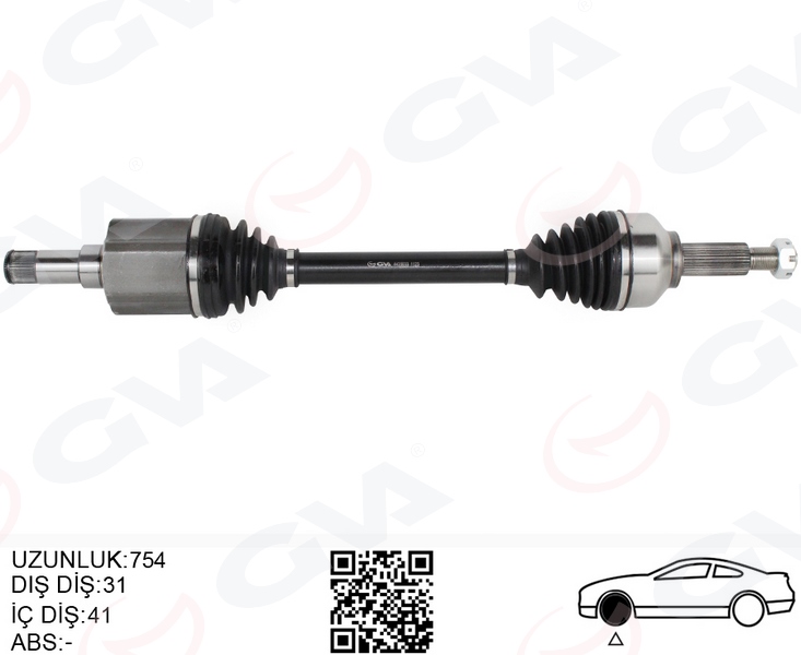GVA ON AKS KOMPLE SOL TRANSIT CUSTOM V362 2.2TDCI 12 CUSTOM 2.0 ECOBLUE 15 KISA SASE OEM: KK213B437AB-KK213B437AA-BK213B437AE - GVA 4435033 kodlu oto yedek parça görseli