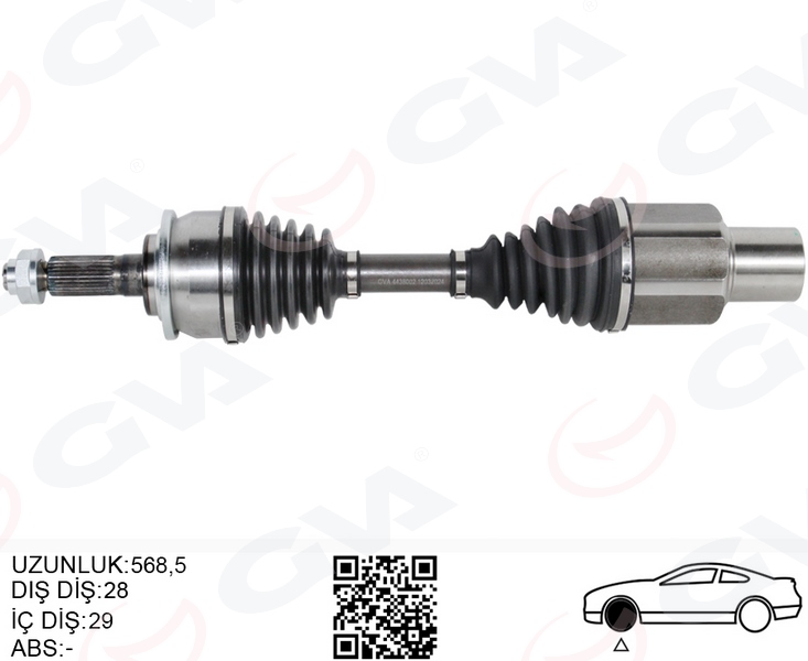 GVA ÖN AKS KOMPLE SAĞ FORD RANGER TKE 11 2.2 TDCI 4 4 OEM: AB393A427CC-1945372-UF9T2550XB - GVA 4438002 kodlu oto yedek parça görseli