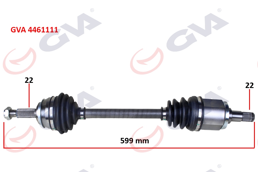 GVA KOMPLE AKS SOL SKODA FAVORIT 1.3 89-94 599.5mm OEM: 6U0407271F - GVA 4461111 kodlu oto yedek parça görseli