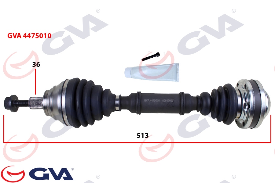 GVA KOMPLE AKS SOL CADDY III 1.9 TDI 04-10 BJB 513mm OEM: 2K0407271E - GVA 4475010 kodlu oto yedek parça görseli