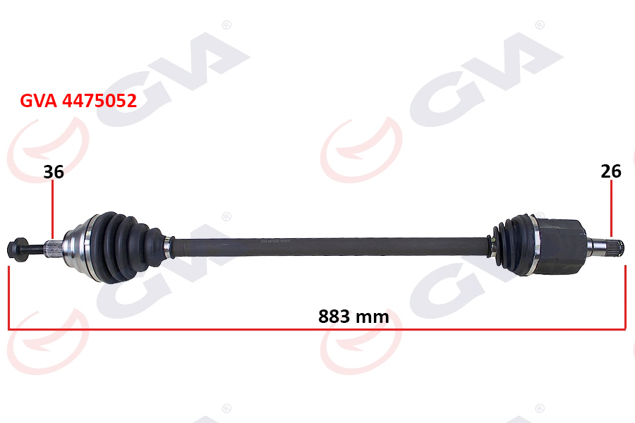 GVA KOMPLE AKS SAĞ GOLF VI 1.6i AUTO. 08-13 883mm 1K0407272FS-1K0407452QX OEM: 1K0407272FS-1K0407452QX - GVA 4475052 kodlu oto yedek parça görseli