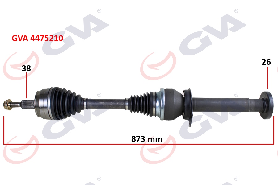 GVA KOMPLE AKS SAĞ TRANSPORTER T5 2.5 TDİ 03-11 6 VİTES 880mm DÜZ VİTES OEM: 7H0407272AC-7H0407272AL-7H0407452AV - GVA 4475210 kodlu oto yedek parça görseli