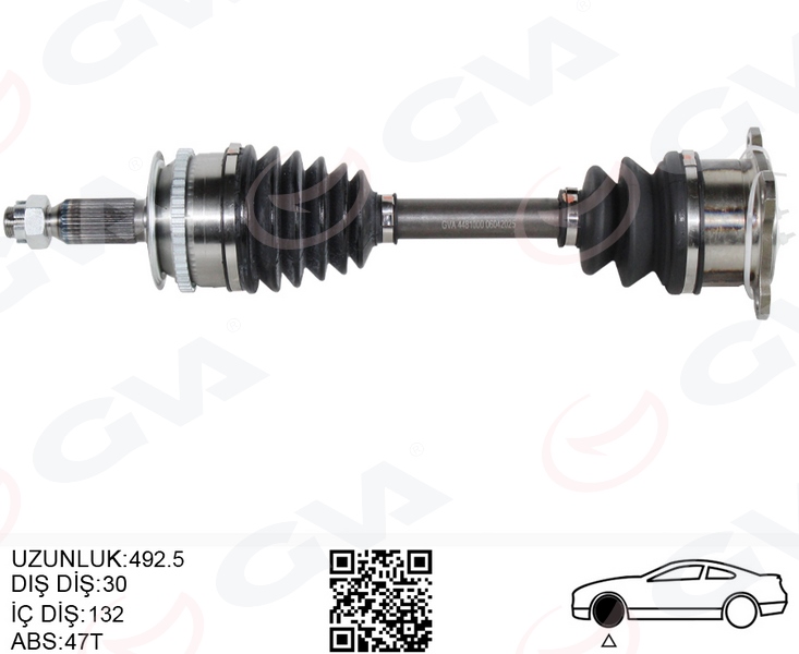 GVA KOMPLE AKS SAĞ MITSUBISHI L200 30 x 592.5 x 28 2.5L 4D56 DI-D Tdi Euro4 CR 4x4 KB4T 07-10 OEM: 3815A308 - GVA 4481000 kodlu oto yedek parça görseli
