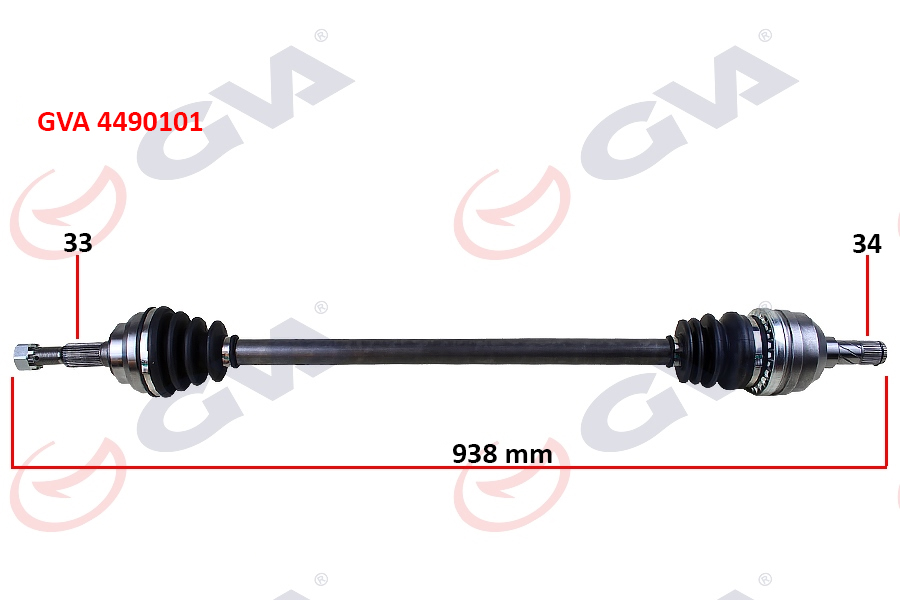 GVA KOMPLE AKS SAĞ VECTRA A 88-95 -ASTRA F 92-98 -CALIBRA A 89-97 1.8-2.0 ABS SİZ 33x34x938mm OEM: 374144-374020-9117958-90348325 - GVA 4490101 kodlu oto yedek parça görseli