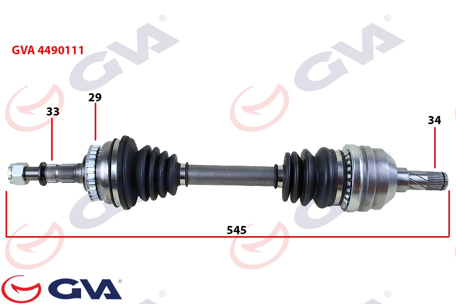 GVA KOMPLE AKS SOL VECTRA B 1.6İ-1.8İ-2.0İ 95-03 ABS Lİ 29 DİŞ 595mm OEM: 374261-374282-90511447 - GVA 4490111 kodlu oto yedek parça görseli