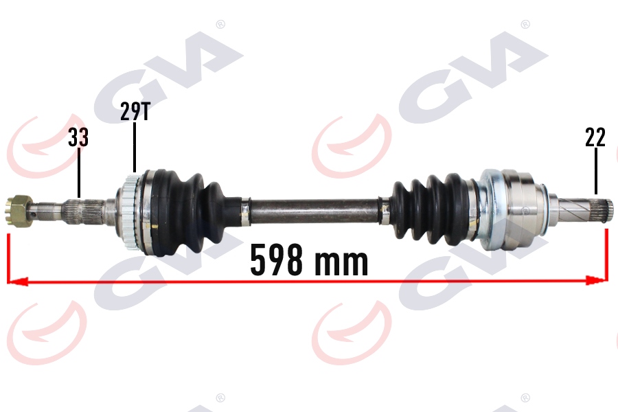 GVA KOMPLE AKS SOL OPEL VECTRA B 1.6 99-02 MAKYAJLI KASA ABS Lİ 29DİŞ 598mm 374349-9119914-374360 OEM: 374349-9119914-374360 - GVA 4490116 kodlu oto yedek parça görseli
