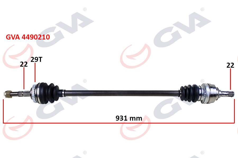 GVA KOMPLE AKS SAĞ CORSA C-COMBO 1.2-1.4 16V 1.3 CDTI-1.7DTI 00-06 29 DİŞ ABS Lİ 931mm OEM: 24427064-26095017-374370-374468 - GVA 4490210 kodlu oto yedek parça görseli