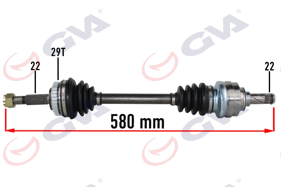 GVA KOMPLE AKS SOL OPEL-MERIVA A 1.6 03-10 ABS Lİ 29 DİŞ 580mm 374511-93299247-26111100 OEM: 374511-93299247-26111100 - GVA 4490911 kodlu oto yedek parça görseli