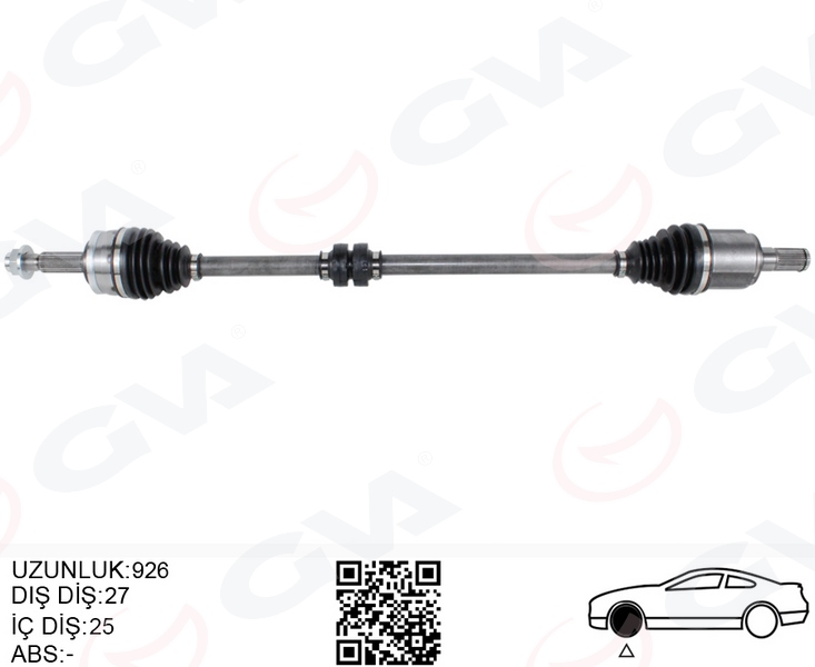 GVA KOMPLE AKS SAĞ HYUNDAI BAYON 1.0L 1.4L G3LE G4LC 21- 25x27 komple boy 926mm OEM: 49501Q0200 - GVA 4491154 kodlu oto yedek parça görseli