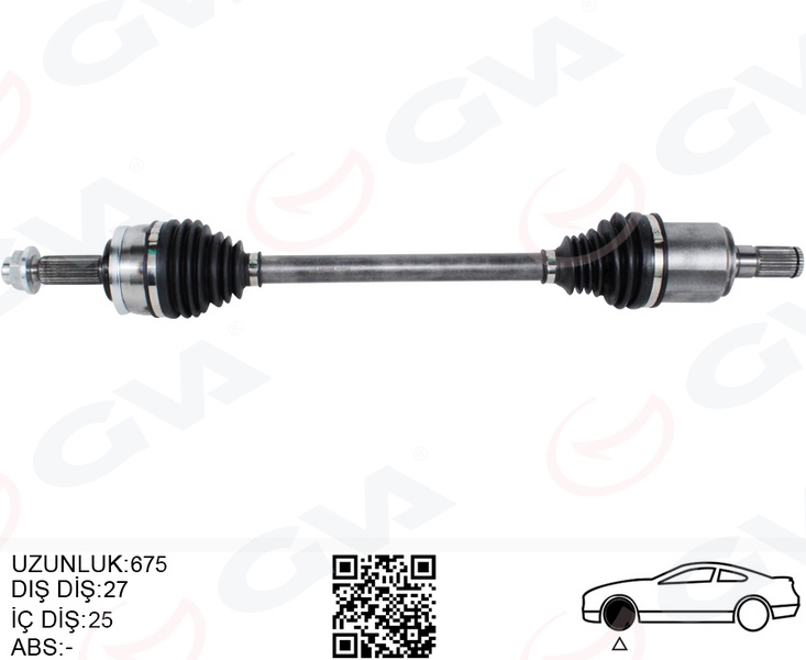 GVA KOMPLE AKS SOL HYUNDAI BAYON 1.0L 1.4L G3LE G4LC 21- 25x27 komple boy 675mm OEM: 49500Q0250 - GVA 4491155 kodlu oto yedek parça görseli