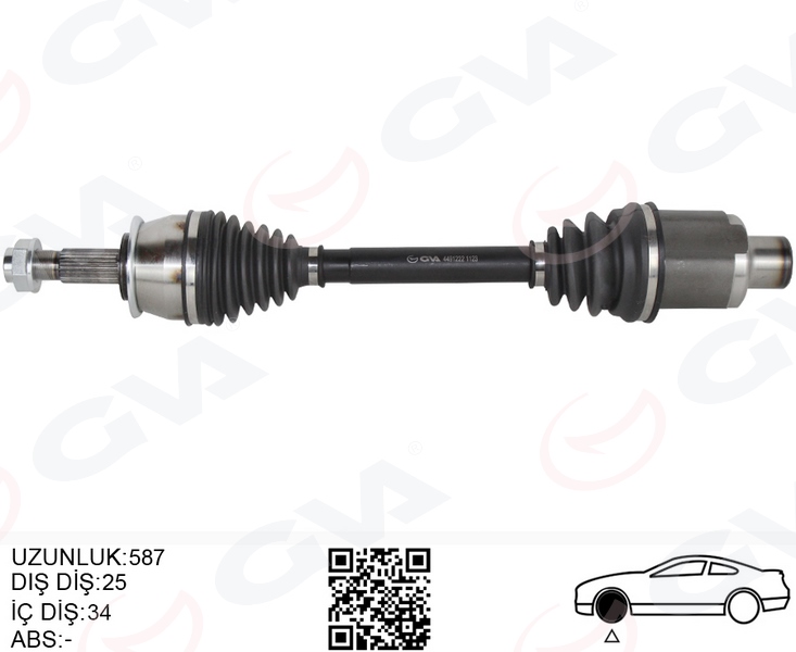 GVA KOMPLE AKS SAĞ OPEL MOKKA 12 1.4 NET 1.6 CDTI DTN-DTU-DTH CHEVROLET TRAX 1.4-1.6 12 MANUEL VİTES DIŞ 24 DİŞ - İÇ 34 DİŞ OEM: 94522003-5374157-94522006-95520815 - GVA 4491222 kodlu oto yedek parça görseli