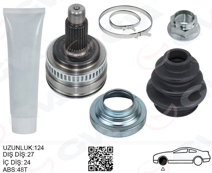 GVA AKS KAFASI DIŞ SAĞ/SOLL BMW E36 E46 TEKERLEK TARAFI UZUNLUK 124MM OEM: 33211229587-33211227032-33211227606 - GVA 4499010K kodlu oto yedek parça görseli
