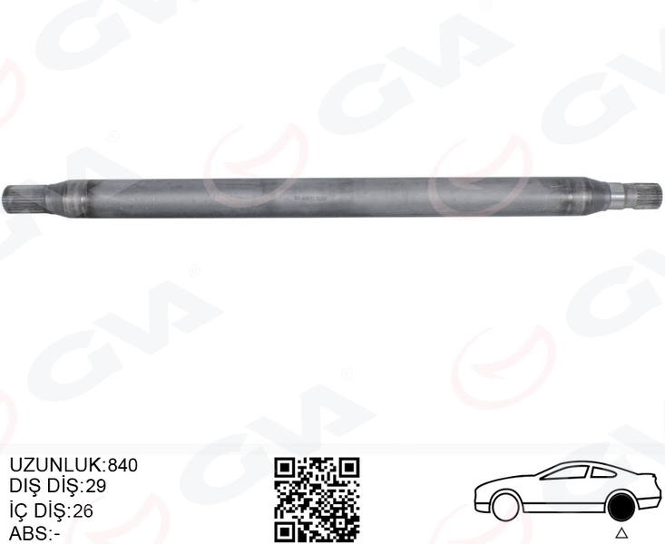 GVA AKS MILI ARKA SOL INCE KISA 840mm MERCEDES SPRINTER B906 . VW CRAFTER 30-35-50 Z:26-29 OEM: A9063502510-2E0501171E - GVA 4499153 kodlu oto yedek parça görseli