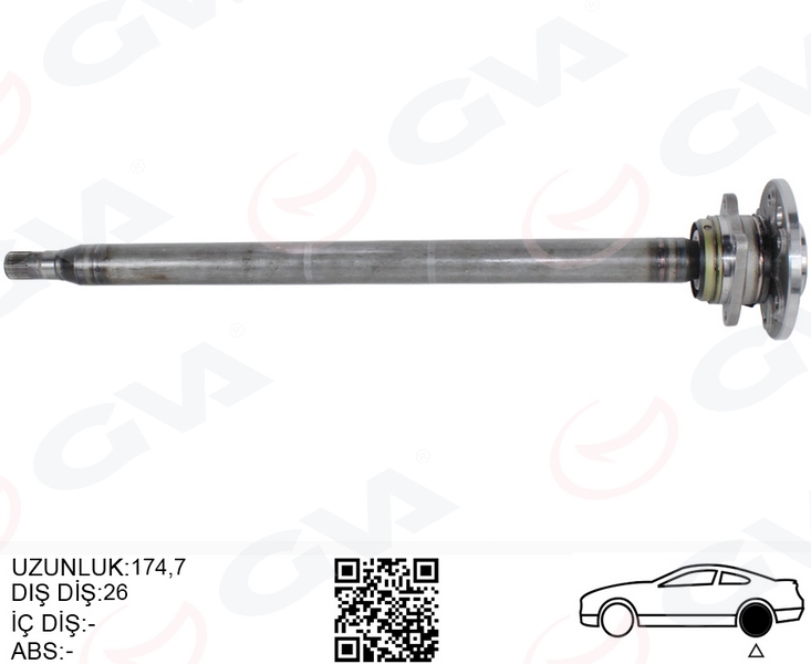 GVA AKS MILI ARKA SAG INCE UZUN 893mm MERCEDES SPRINTER B906 . VW CRAFTER 30-35-50 Z:26-29 PORYALI OEM: A9063503810-2E0501172D - GVA 4499156 kodlu oto yedek parça görseli