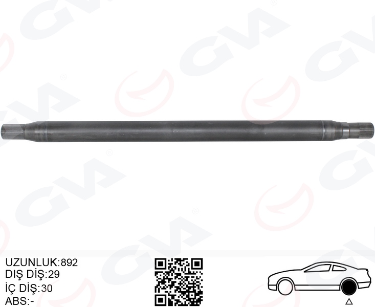 GVA AKS MILI ARKA SAG KALIN UZUN 892mm MERCEDES SPRINTER B906 . VW CRAFTER 30-35-50 Z:29-30 OEM: A9063504010-2E0501172B - GVA 4499159 kodlu oto yedek parça görseli