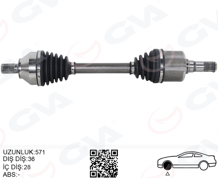 GVA ÖN AKS KOMPLE SOL VOLVO V40 II 2.0 12 C30 2.0 12 C70 II 2.0 D 08 09 V50 2.0 06 12 OTOMATİK ŞANZIMAN OEM: 36001180-36002447-36011265 - GVA 4499173 kodlu oto yedek parça görseli