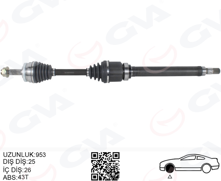 GVA ÖN AKS KOMPLE SAG VOLVO S40 I V40 I 1.8-2.0 97 04 OEM: 8251528-8251533-8251547 - GVA 4499176 kodlu oto yedek parça görseli