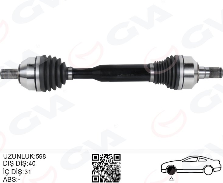 GVA ÖN AKS KOMPLE SOL VOLVO XC60 I 10 15 D3-D4-T5-T6 XC60 II 15 D4 OTOMATİK ŞANZIMAN 8 VİTES OEM: 36010058-31325110 - GVA 4499179 kodlu oto yedek parça görseli