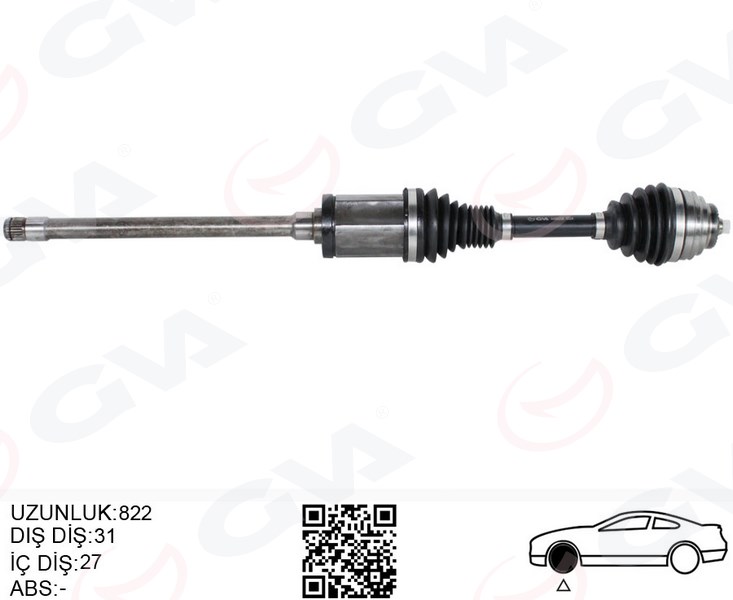 GVA KOMPLE AKS ÖN SAĞ BMW X1 E84 09 15 822MM DİŞ 31 DİFERANSİYEL DİŞ 27 31607605512 OEM: 31607605512 - GVA 4499208 kodlu oto yedek parça görseli