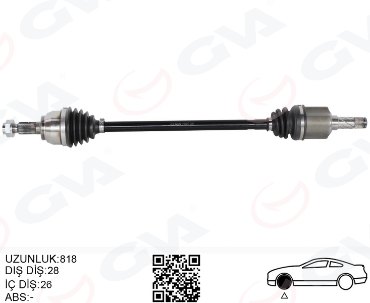 GVA KOMPLE AKS ARKA SAĞ/SOL FREELANDER 2 L359 2.0 Si4 2.2TD4 06 14 820MM DİŞ 28 DİFERANSİYEL DİŞ 26 OEM: LR014491-LR061592-LR041309-LR024525 - GVA 4499217 kodlu oto yedek parça görseli