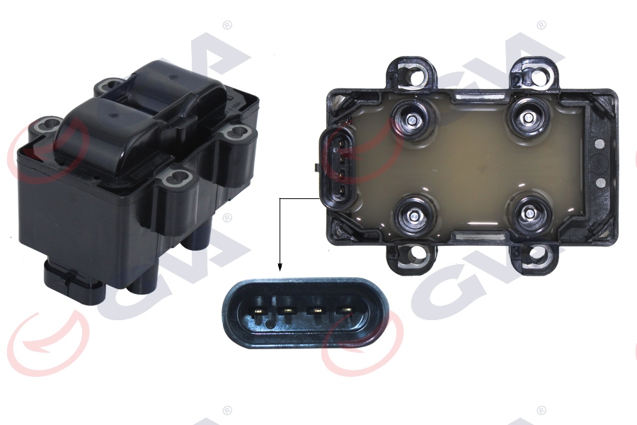 GVA ATEŞLEME BOBİNİ ÇİFTLİ KANGOO- CLIO I-II-II 1.2 -1.6 - MEGAN I 1.4- 1.6-SCENIC-TWNG-LOGAN K7J-K7M OEM: 224336134R-7700274008 - GVA 5014002 kodlu oto yedek parça görseli