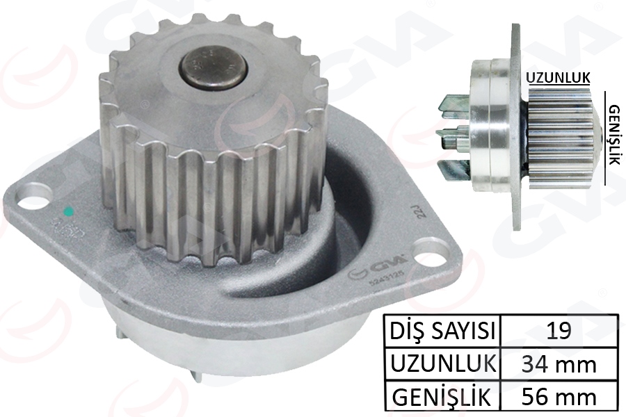 GVA DEVİRDAİM 106-206-307-C2-C3-C4-SAXO-XSARA-BERLINGO-PARTNER 1.6 16V-DFM SUCCE 1.6 16V 09-13 TU5JP4 OEM: 1201.E5-1201.A2-1609417280 - GVA 5243125 kodlu oto yedek parça görseli